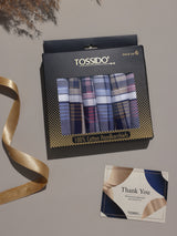 Navy & Maroon Plaid Check Cotton Handkerchief Set