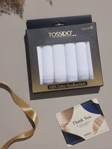 White Lavender Border Stripe Cotton Handkerchief Set