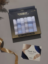 Blue & Grey Plaid Check Cotton Handkerchief Set