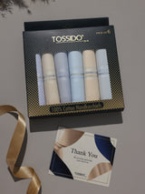 Pastel Yellow & Blue Border Cotton Handkerchief Set
