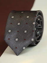 Grey Geometric Printed Skinny Necktie