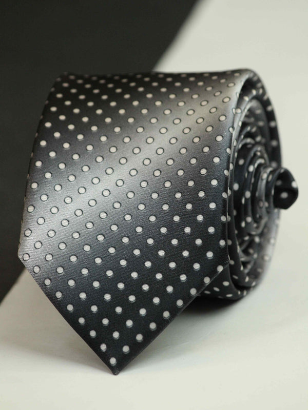 Grey Dot Printed Skinny Necktie