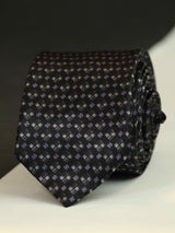 Black Geometric Printed Skinny Necktie