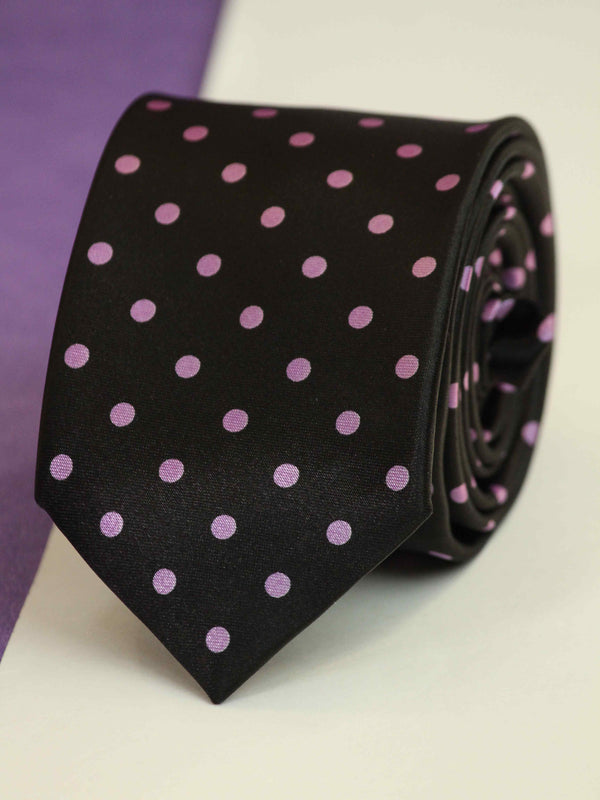 Black Polka Dot Printed Skinny Necktie
