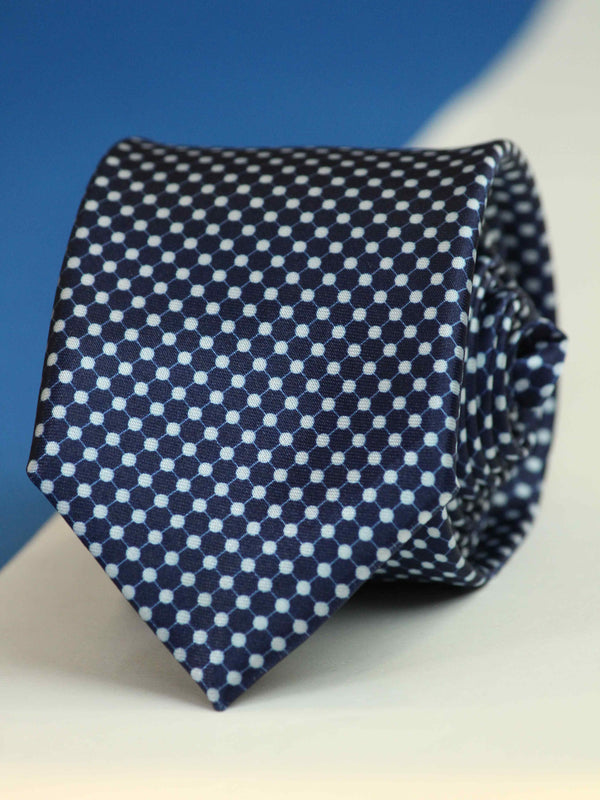 Blue Dot Printed Skinny Necktie