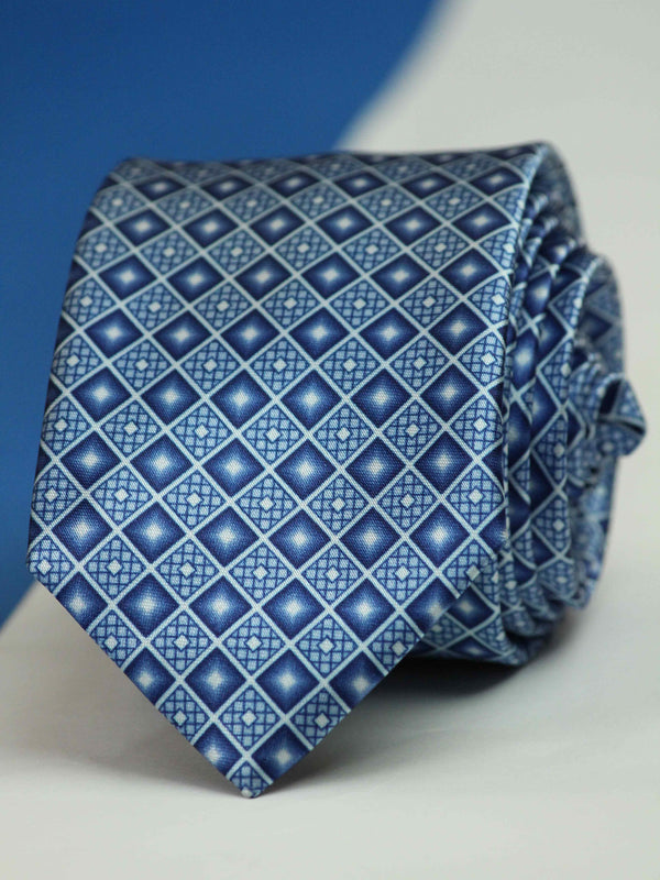 Blue Check Printed Skinny Necktie