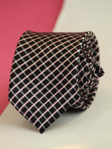 Black Check Printed Skinny Necktie