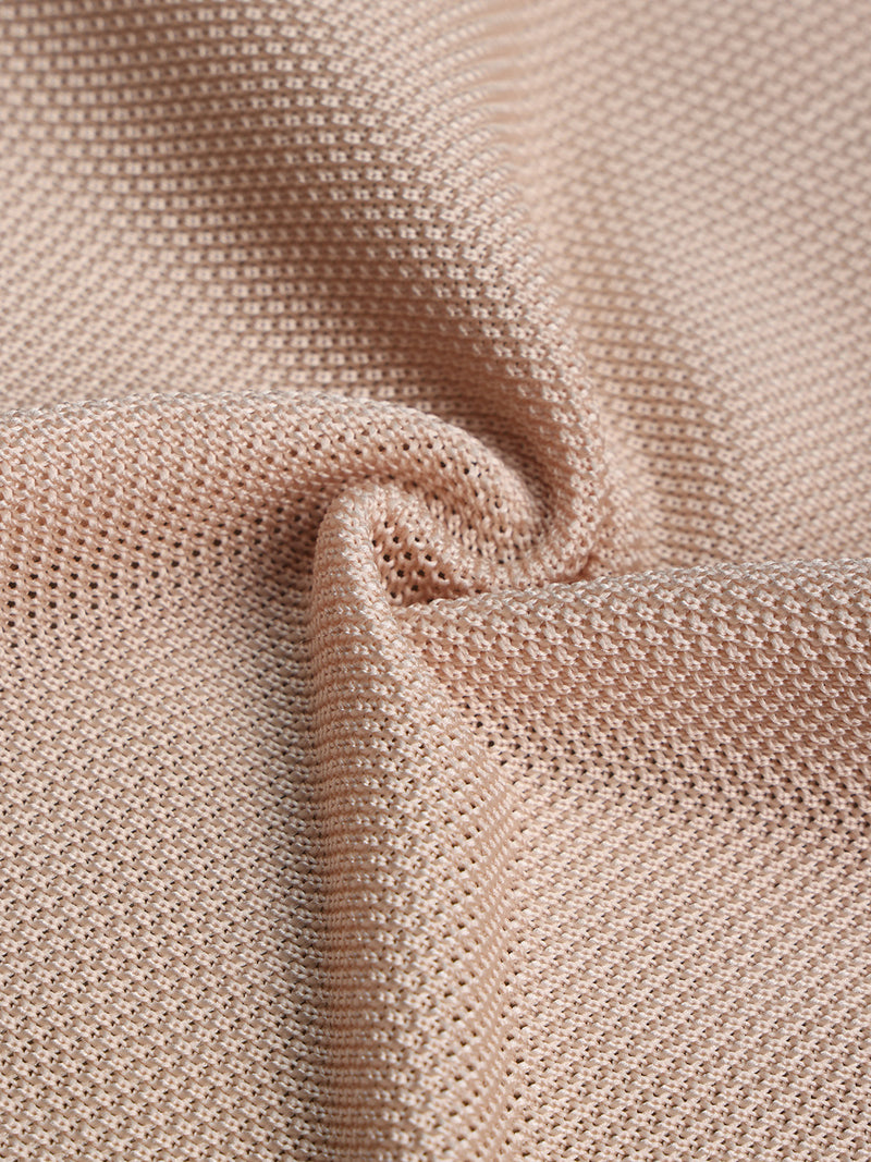 Beige Solid Knitted Pocket Square