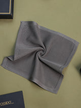 Grey Solid Knitted Pocket Square