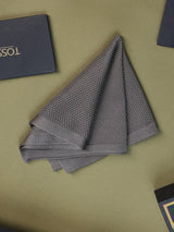 Grey Solid Knitted Pocket Square