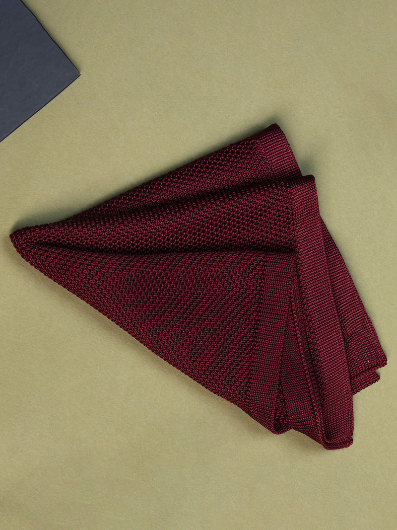 Maroon Solid Knitted Pocket Square