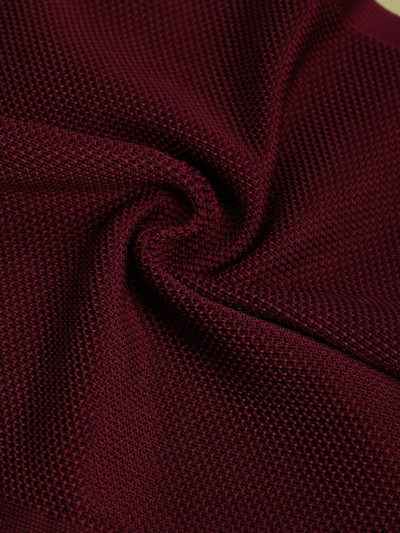 Maroon Solid Knitted Pocket Square