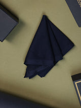 Blue Solid Knitted Pocket Square