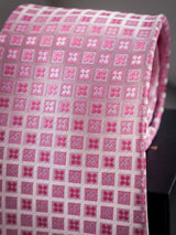 Pink Geometric Woven Long Necktie