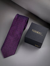 Purple Geometric Woven Long Necktie