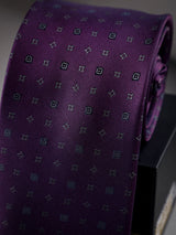 Purple Geometric Woven Long Necktie