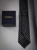 Black Stripe Woven Long Necktie