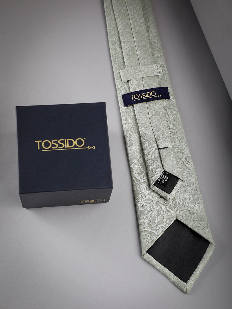Green Paisley Woven Long Necktie