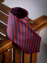 Red & Blue Stripe Woven Long Necktie