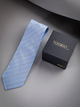 Blue Floral Woven Long Necktie