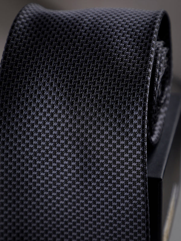 Black & Grey Geometric Woven Long Necktie