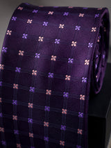 Purple Floral Woven Long Necktie