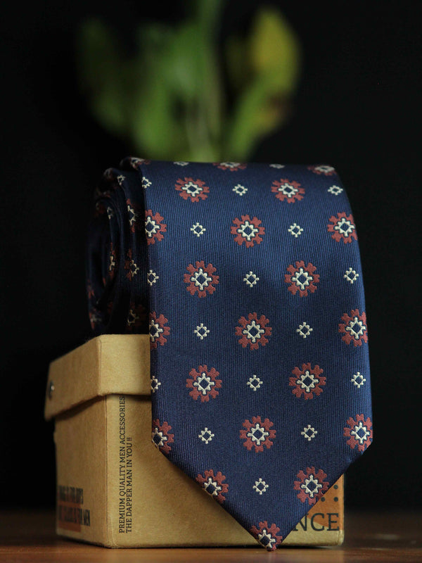 Blue Geometric Woven Necktie