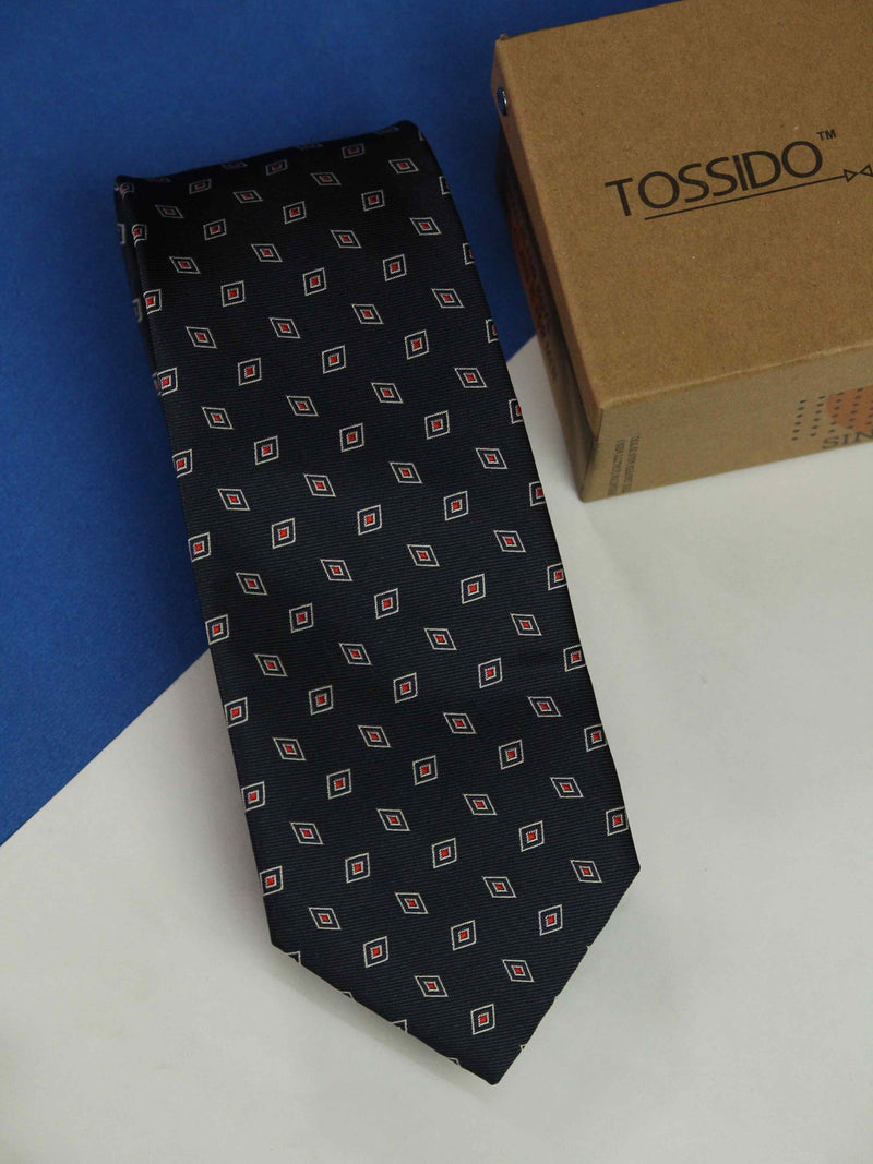 Blue Geometric Woven Necktie
