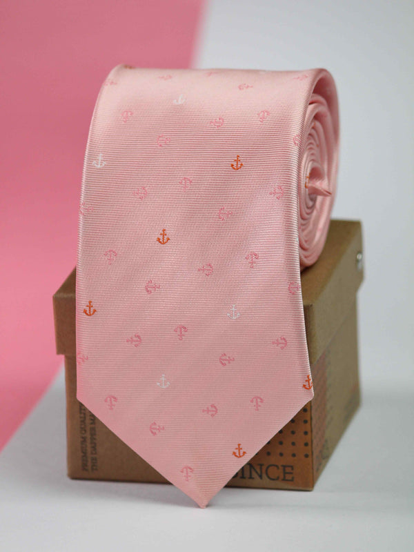Peach Anchor Woven Necktie