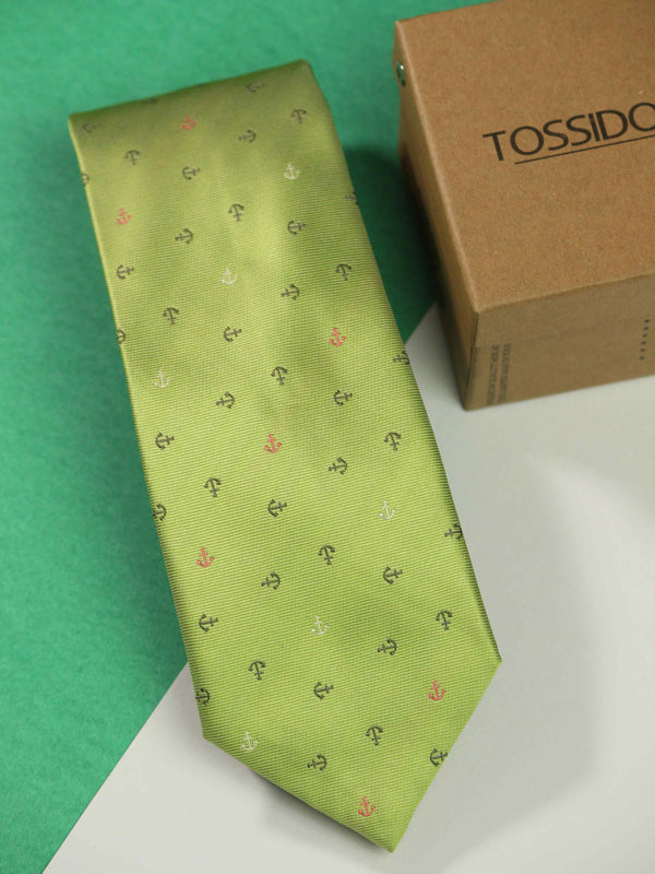 Green Anchor Woven Necktie