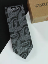 Grey Paisley Woven Necktie