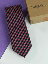 Pink & Black Stripe Woven Necktie