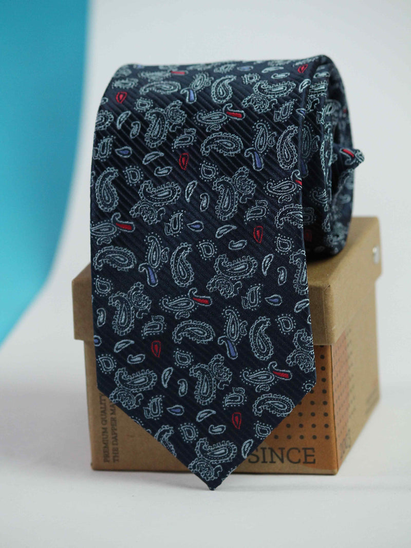 Blue Paisley Woven Necktie