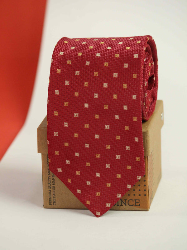 Red Geometric Woven Necktie