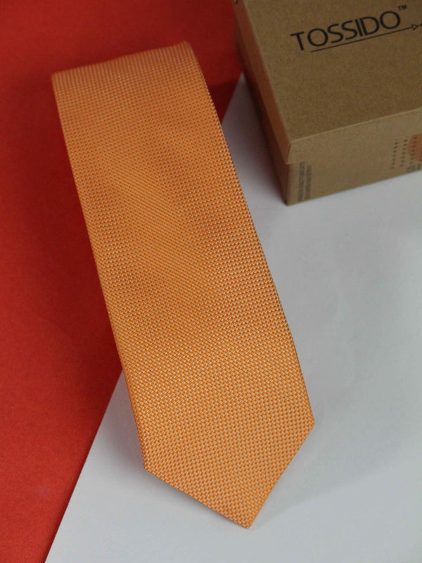 Orange Geometric Woven Necktie