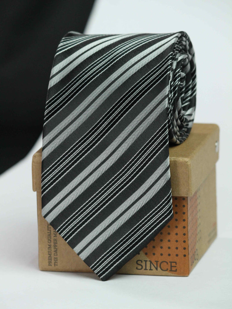 Grey Stripe Woven Necktie