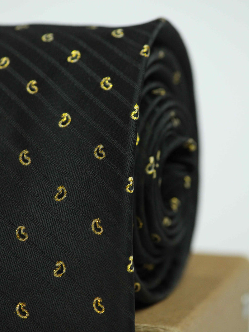 Black Paisley Woven Necktie