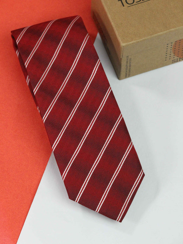 Maroon Stripe Woven Necktie