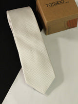 White Geometric Woven Necktie