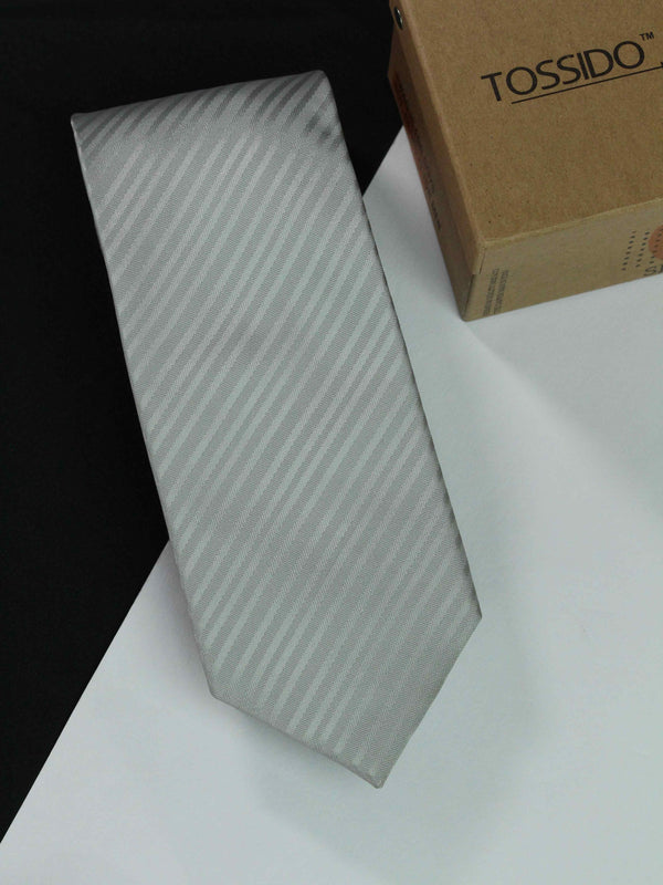 Silver Stripe Woven Necktie