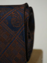 Blue & Brown Check Woven Necktie