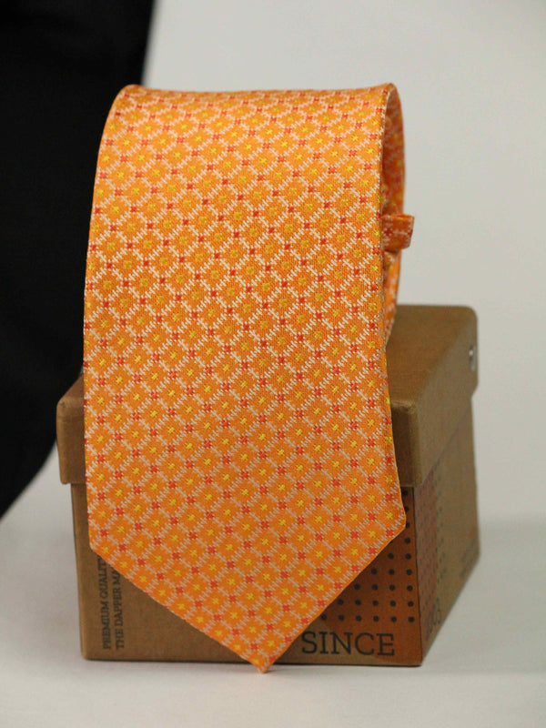 Orange Check Woven Necktie