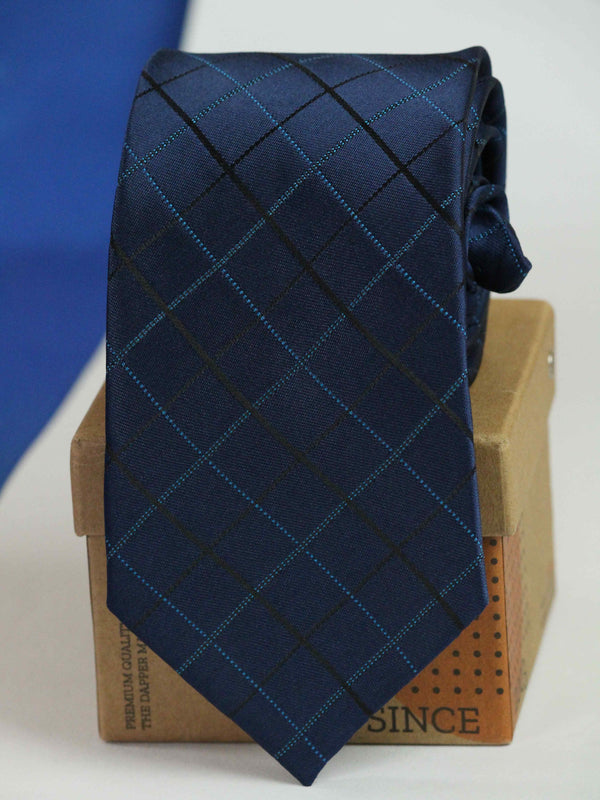 Navy Blue Check Woven Necktie