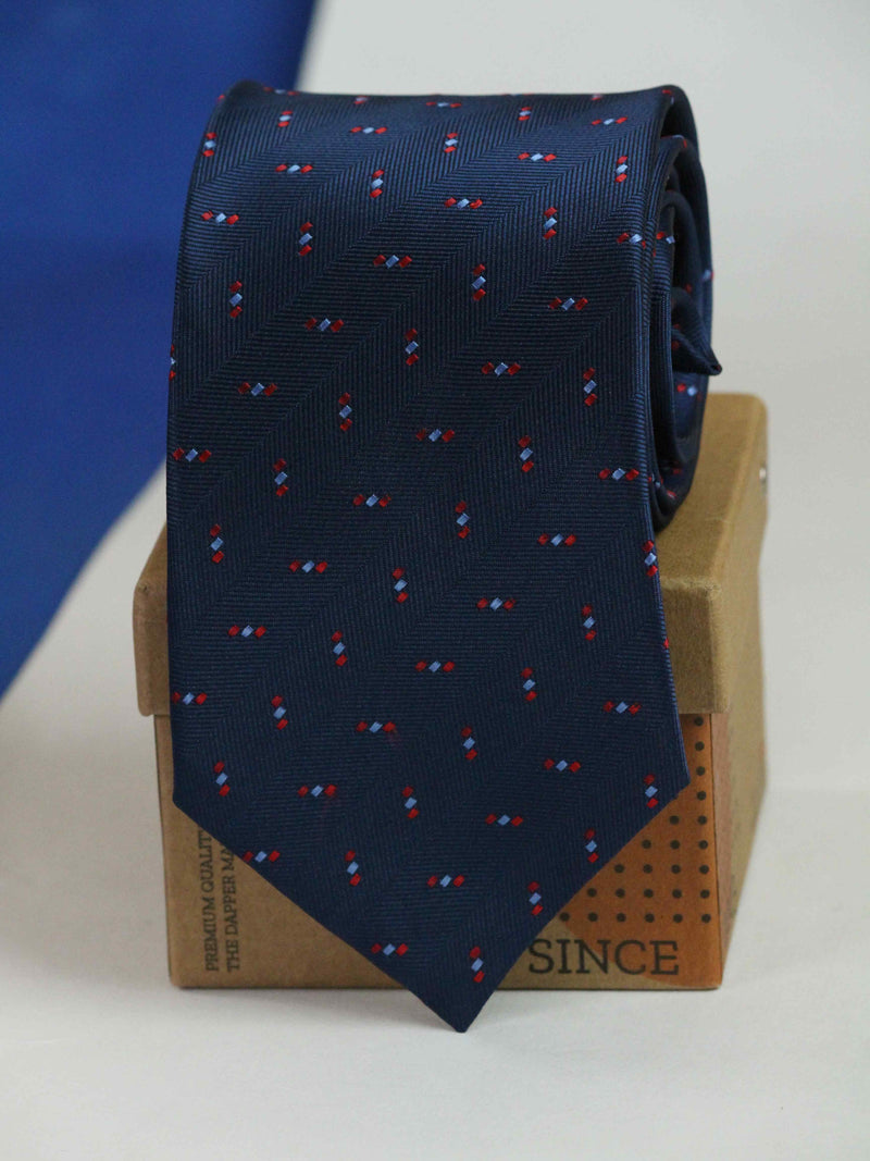 Blue Geometric Woven Necktie