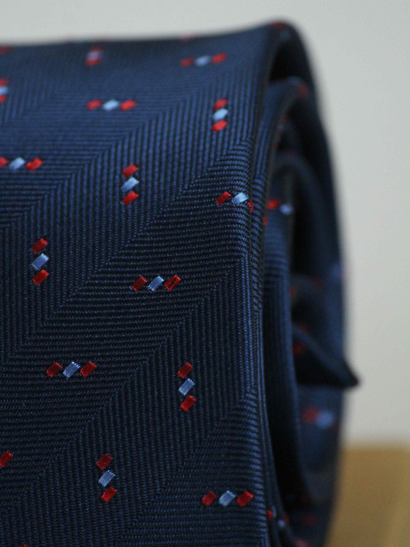 Blue Geometric Woven Necktie