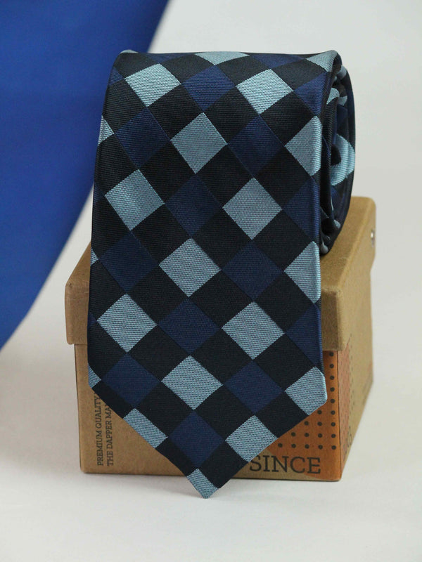 Blue Check Woven Necktie