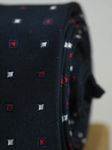 Navy Blue Geometric Woven Necktie