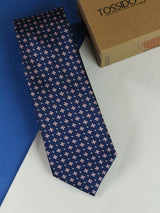 Navy Blue Floral Woven Necktie