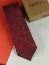 Maroon Paisley Woven Necktie