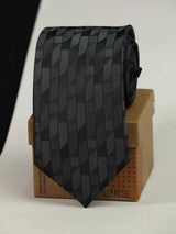 Black Geometric Woven Necktie